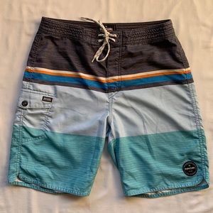 Ripcurl Grey and Blue Striped Boardshorts